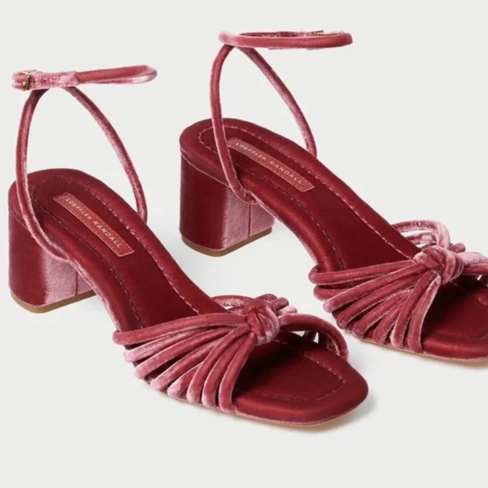 Olivia Tea Rose Knot Mid-Heel Sandal